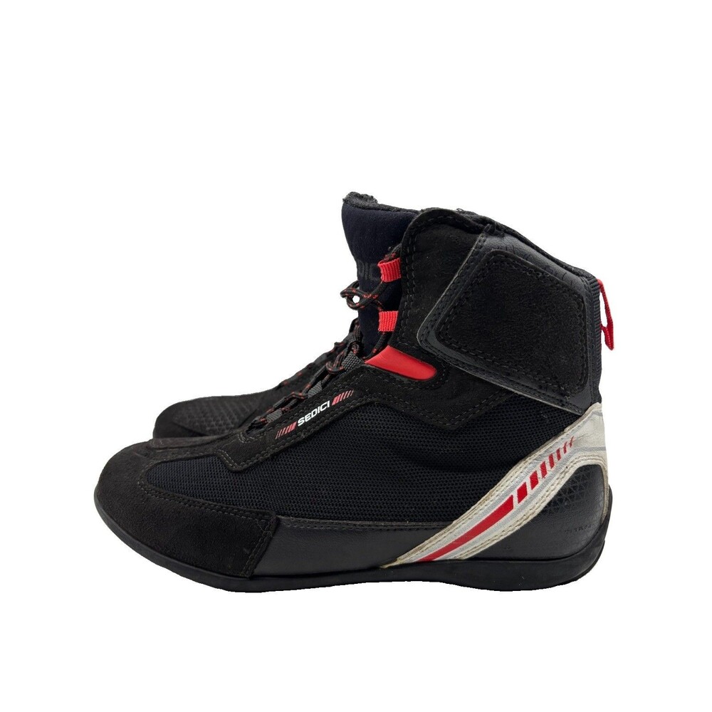 Sedici Sportiva Riding Shoes Black Red Men's US 9 Motorcyle Biking Suede Boot